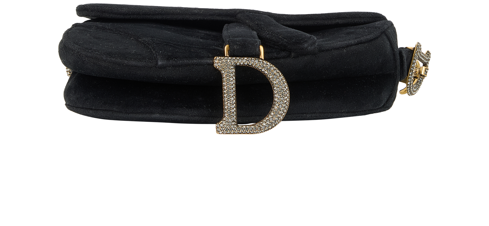 Mini Saddle, &pound;1,600, Handbags, Black, Crystal/Velvet, Top view